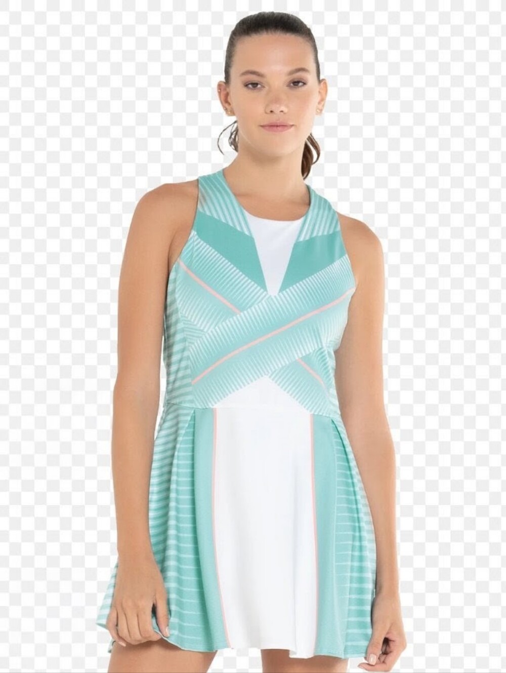 K-SWISS Stamina Dress With Shorts. Sleeveless Mint & White Dress Tennis Dress - Picture 2 of 12